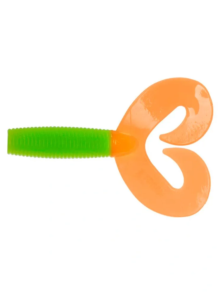 Твистер Credo Double Tail 3.54", 9см, Lime & Orange